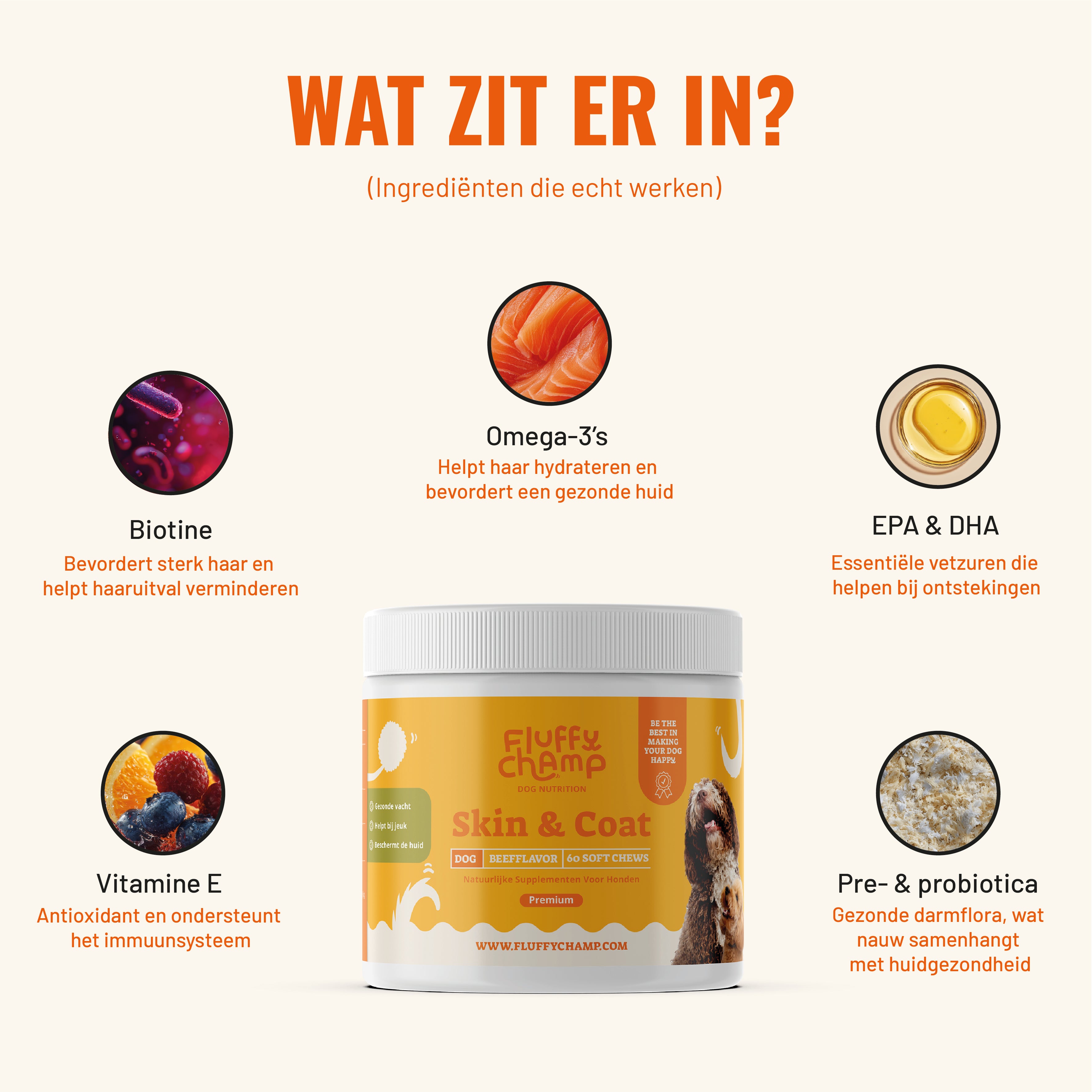 Skin & Coat Honden – 60 Kauwsnoepjes met Rundvlees