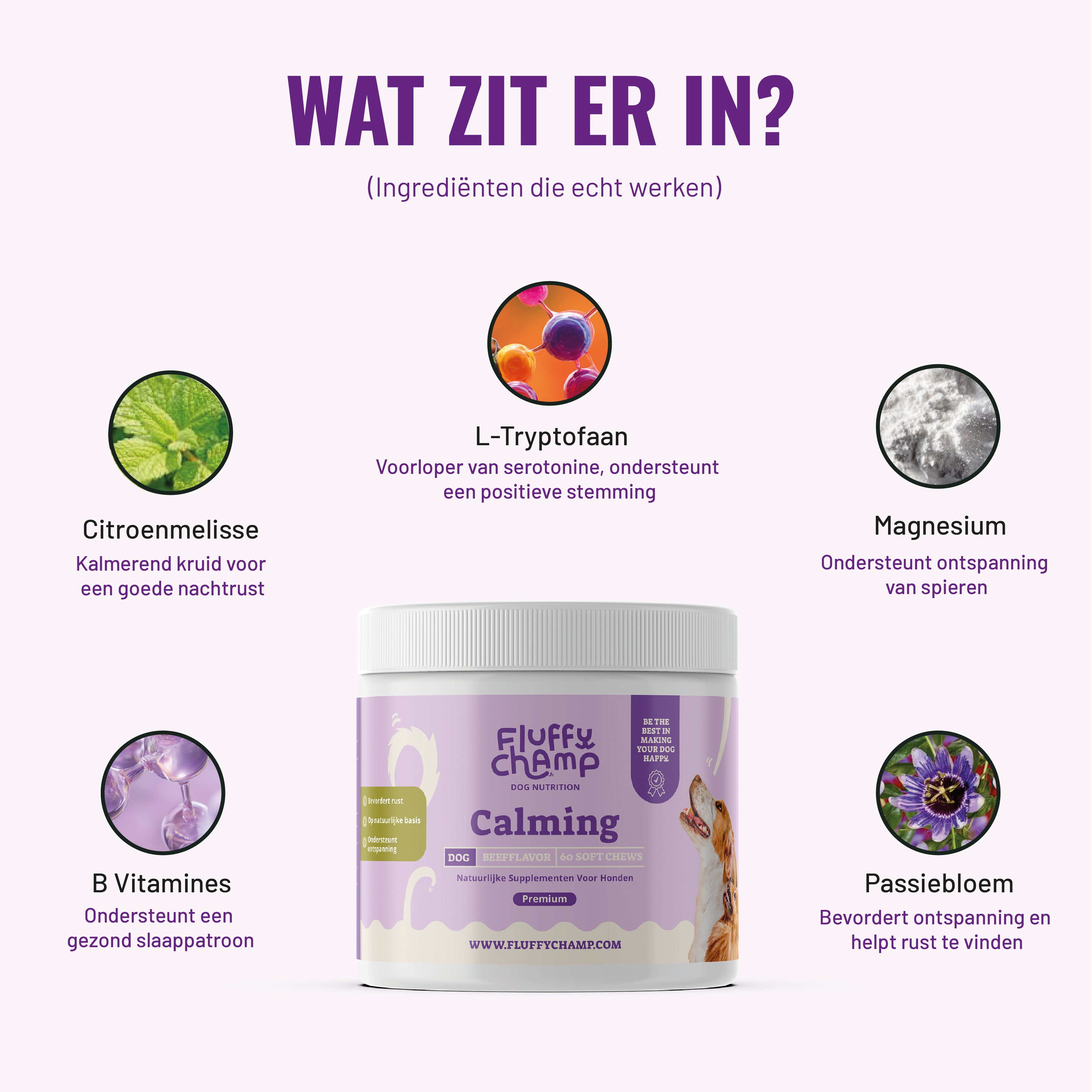 Calming Honden – 60 Kauwsnoepjes met Rundvlees